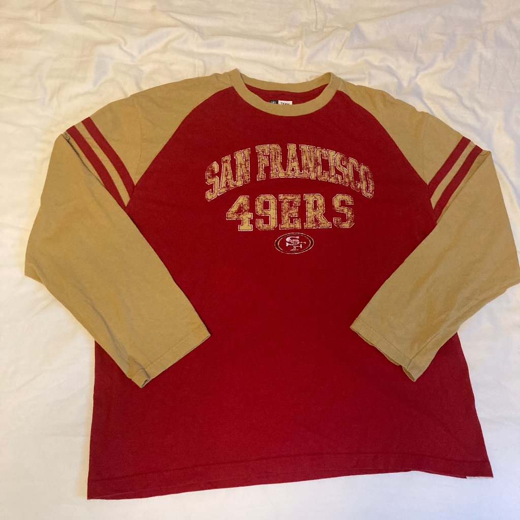 Sf 49ers Long Sleeve Red & Gold W/ Linen Stripes Authentic Team Apparel Size Xl